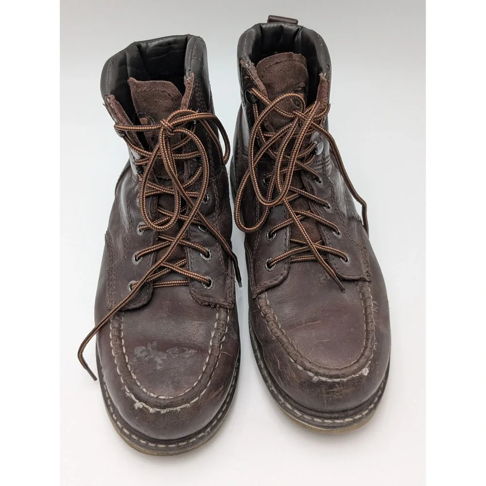 Wolverine Work Boots Men 8M Brown W08074 Moc Toe Leather Wedge Sole Rugged